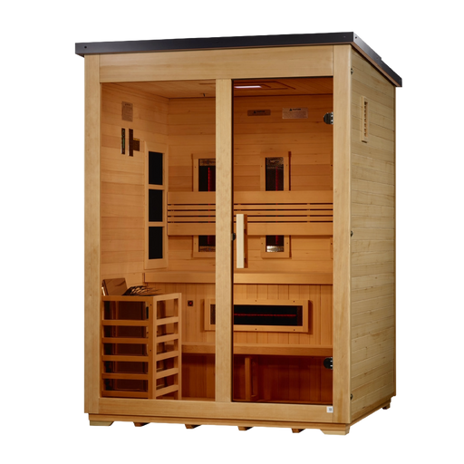 Golden Designs "Carinthia" 3 Person Hybrid (PureTech™ Full Spectrum IR or Traditional Stove) Flat Roof Outdoor Sauna (GDI-8023-01) - GDI-8023-01 image 2