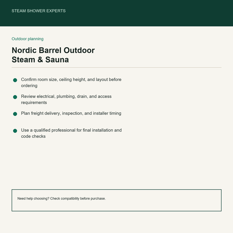 Nordic Barrel Outdoor Steam Shower & Sauna pre-install planning checklist