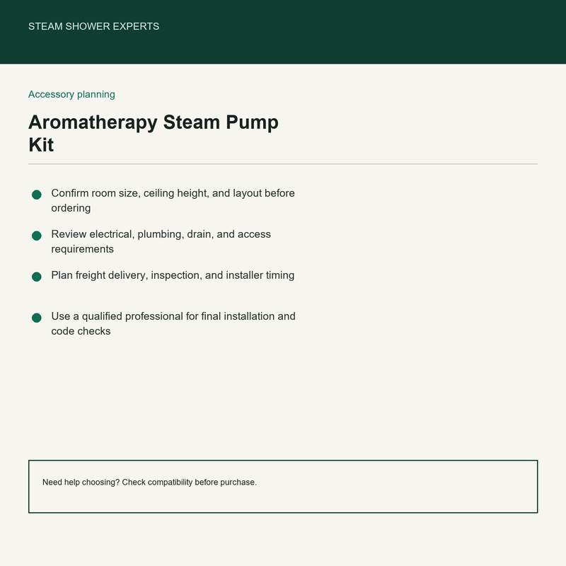 Aromatherapy Steam Pump Kit pre-install planning checklist