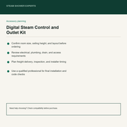 Digital Steam Control and Outlet Kit pre-install planning checklist