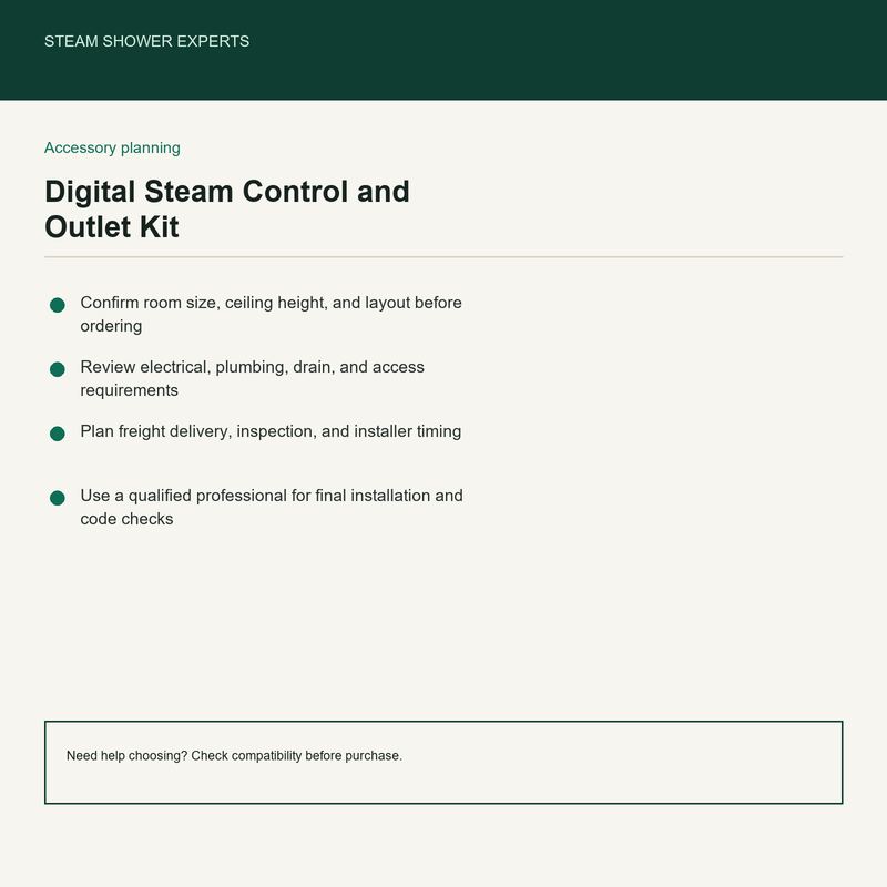 Digital Steam Control and Outlet Kit pre-install planning checklist
